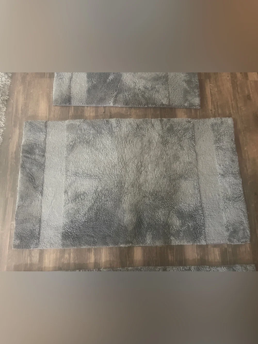 Martha Stewart Plush Gray Shag Bath Mat Set - Soft Gray Bathroom Rugs